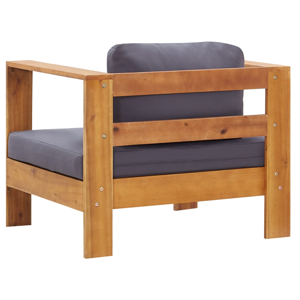 Tuinstoel met kussen massief acaciahout donkergrijs is nu te koop bij PeponiXL, paradijselijk wonen!