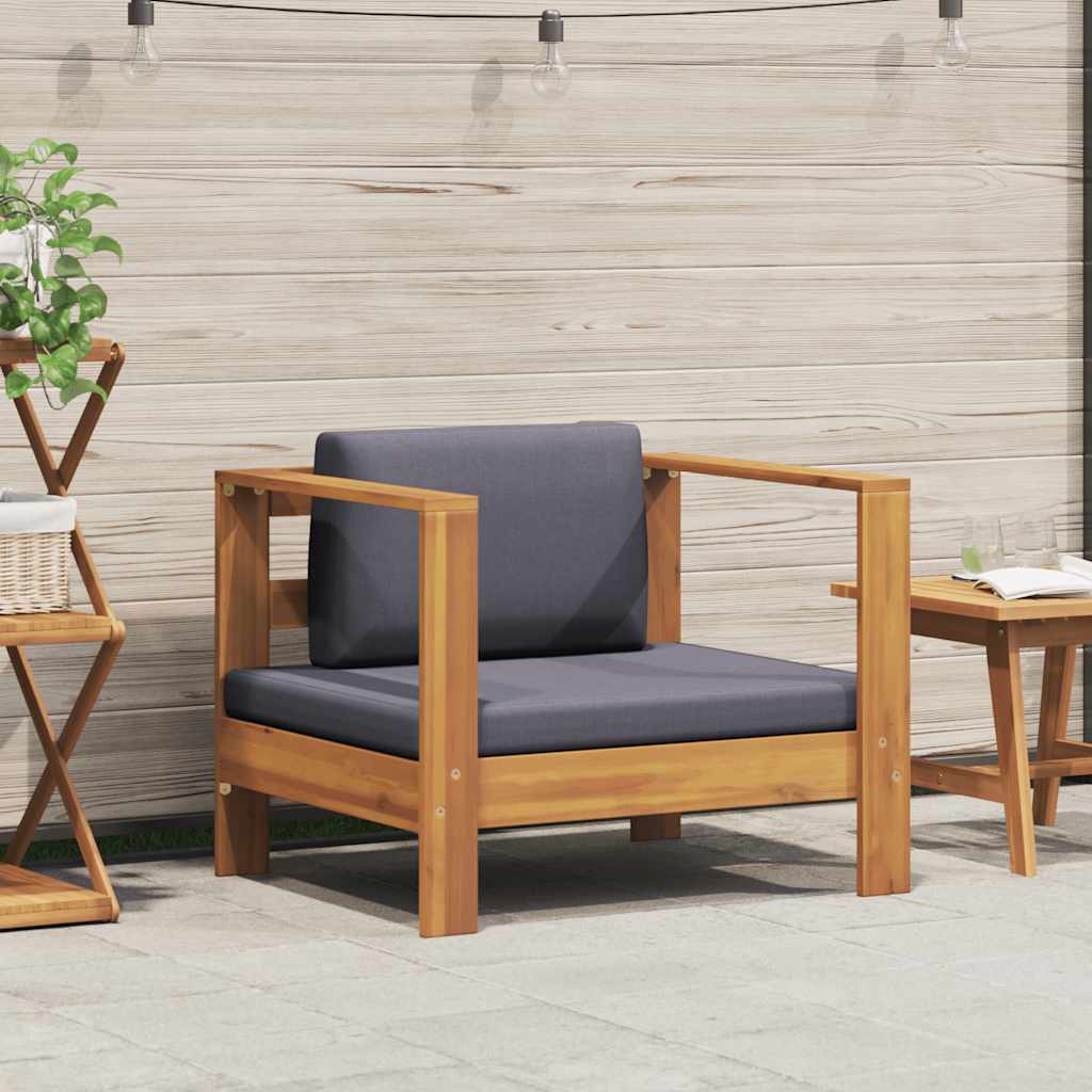 Tuinstoel met kussen massief acaciahout donkergrijs is nu te koop bij PeponiXL, paradijselijk wonen!