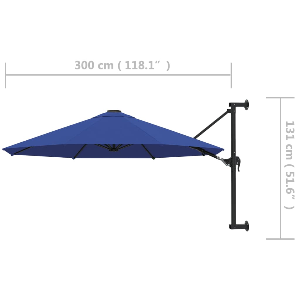 Wandparasol met metalen paal 300 cm blauw is nu te koop bij PeponiXL, paradijselijk wonen!