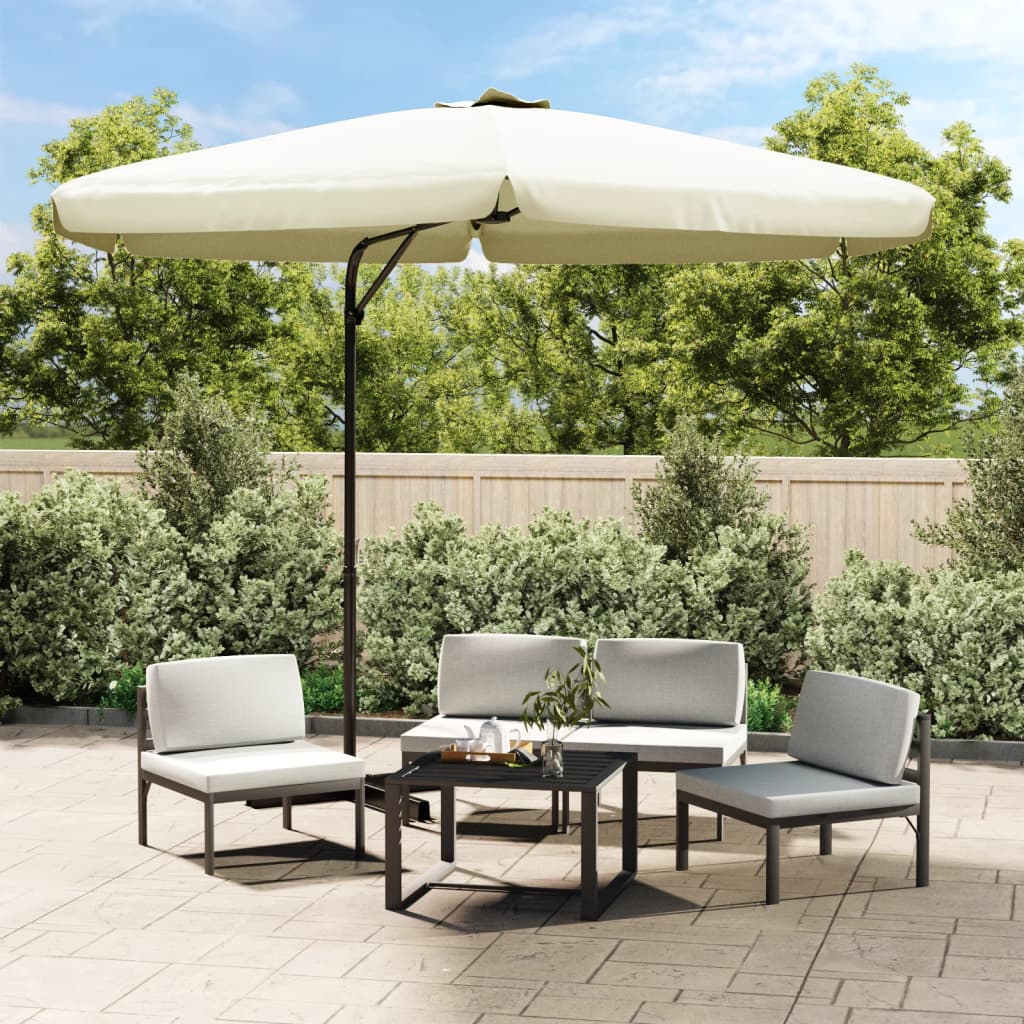 Parasol met stalen paal 300 cm zandwit is nu te koop bij PeponiXL, paradijselijk wonen!