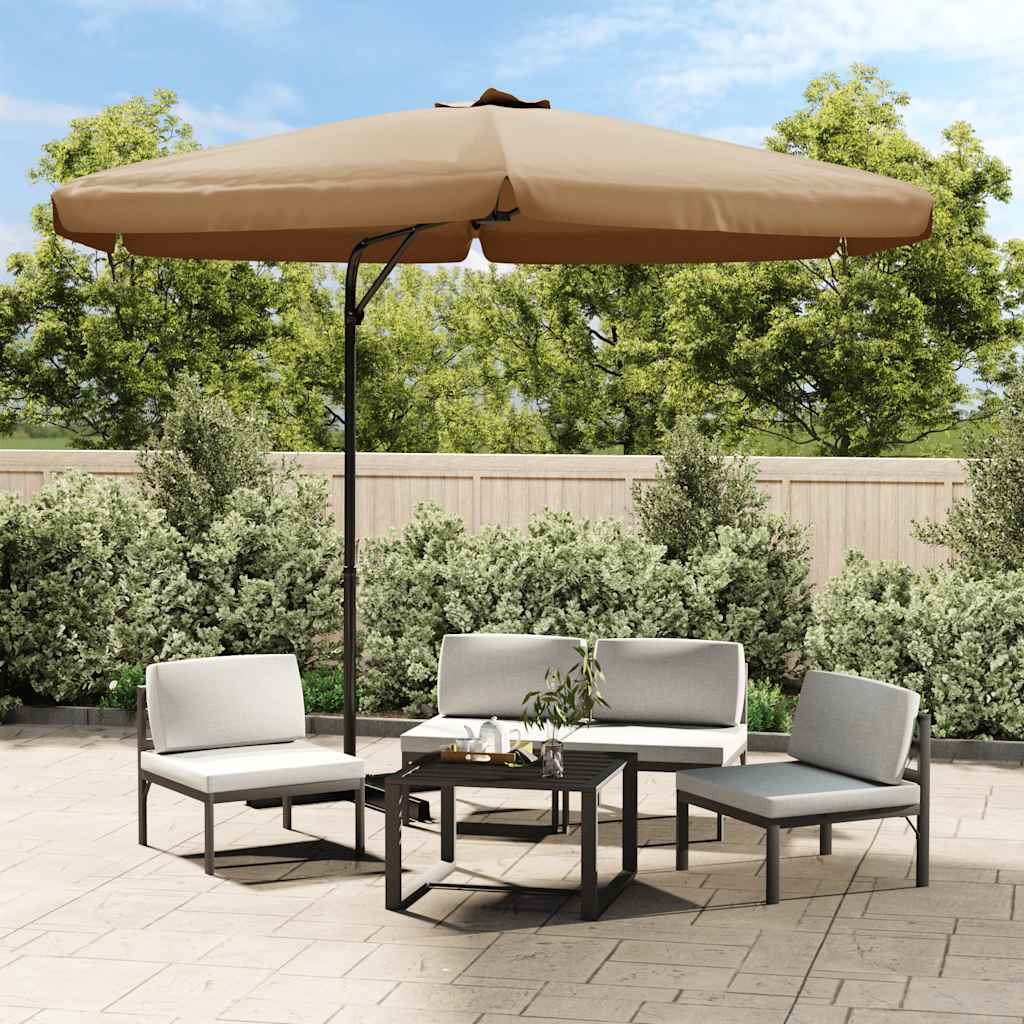 Parasol met stalen paal 300 cm taupe is nu te koop bij PeponiXL, paradijselijk wonen!