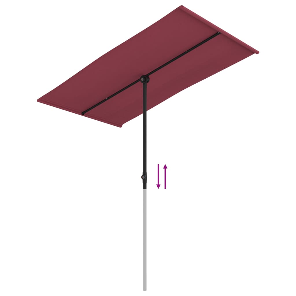 Parasol met aluminium paal 180x110 cm bordeauxrood is nu te koop bij PeponiXL, paradijselijk wonen!