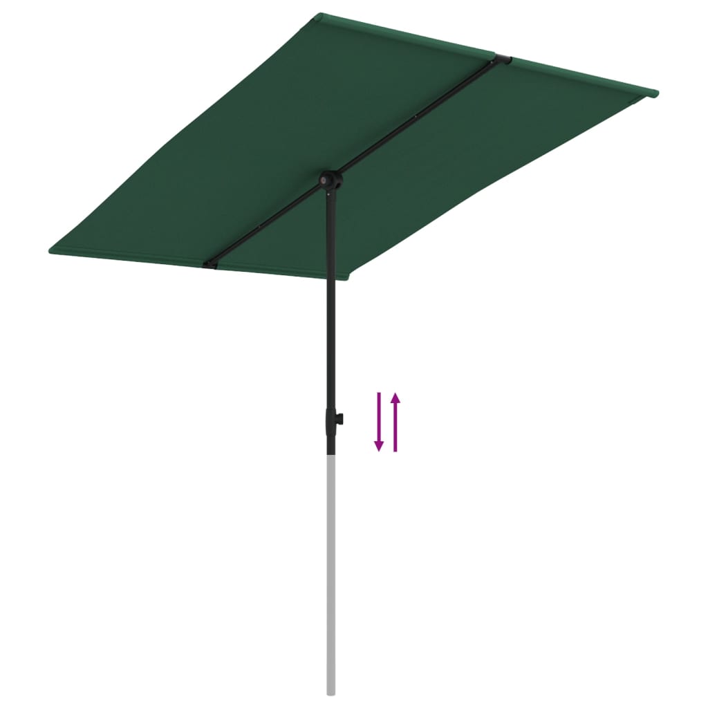 Parasol met aluminium paal 2x1,5 m groen is nu te koop bij PeponiXL, paradijselijk wonen!