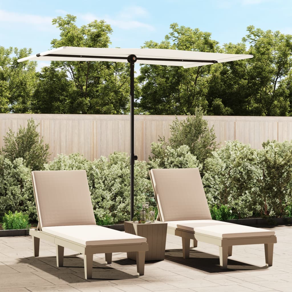 Parasol met aluminium paal 2x1,5 m zandwit is nu te koop bij PeponiXL, paradijselijk wonen!