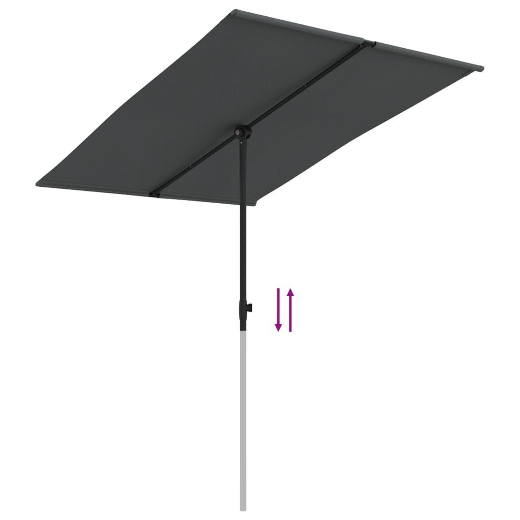 Parasol met aluminium paal 2x1,5 m antracietkleurig is nu te koop bij PeponiXL, paradijselijk wonen!