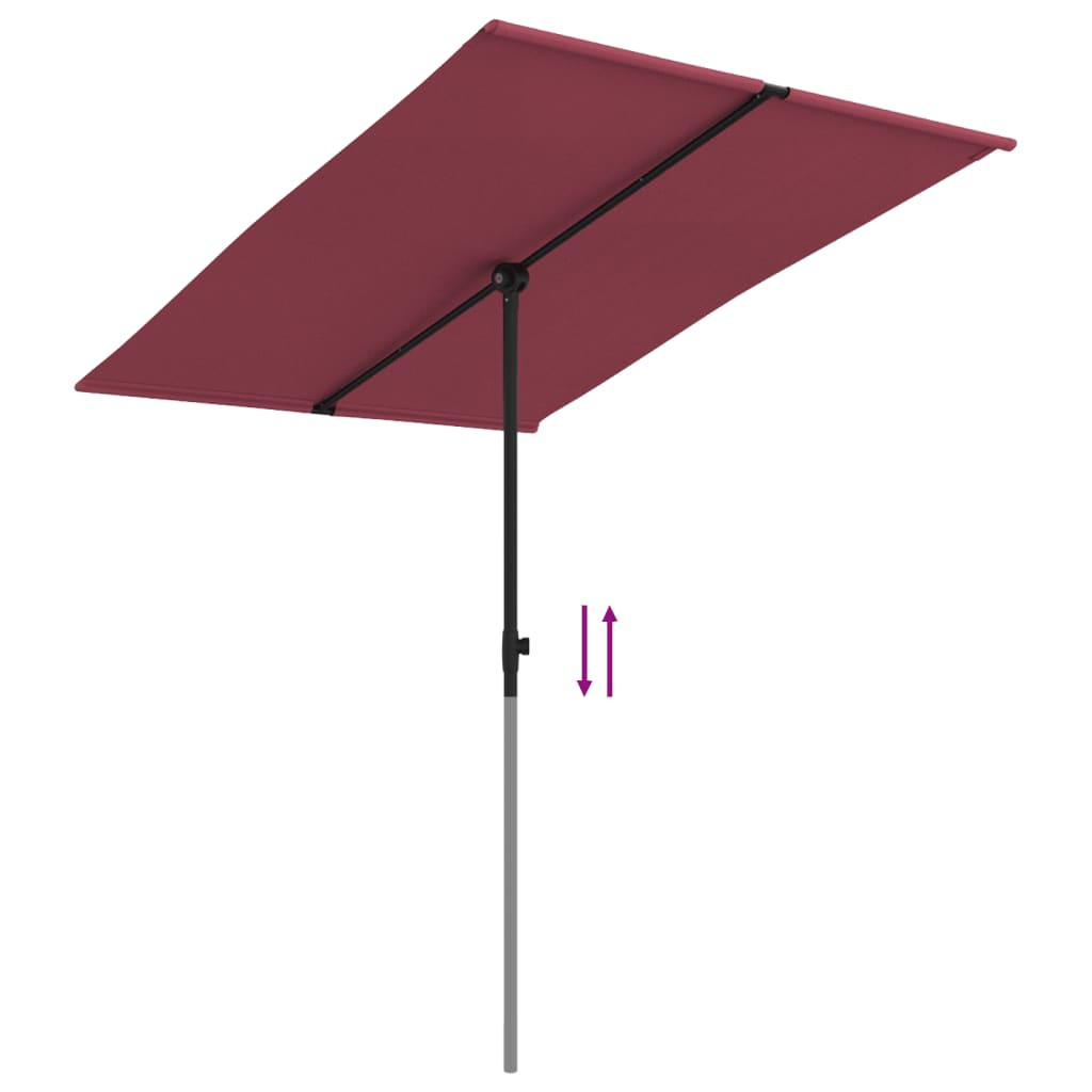Parasol met aluminium paal 2x1,5 m bordeauxrood is nu te koop bij PeponiXL, paradijselijk wonen!