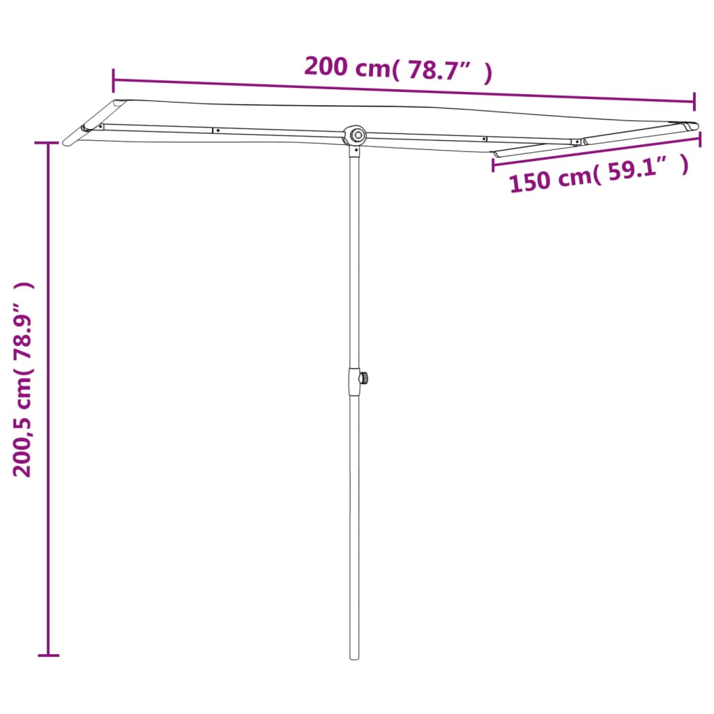 Parasol met aluminium paal 2x1,5 m bordeauxrood is nu te koop bij PeponiXL, paradijselijk wonen!