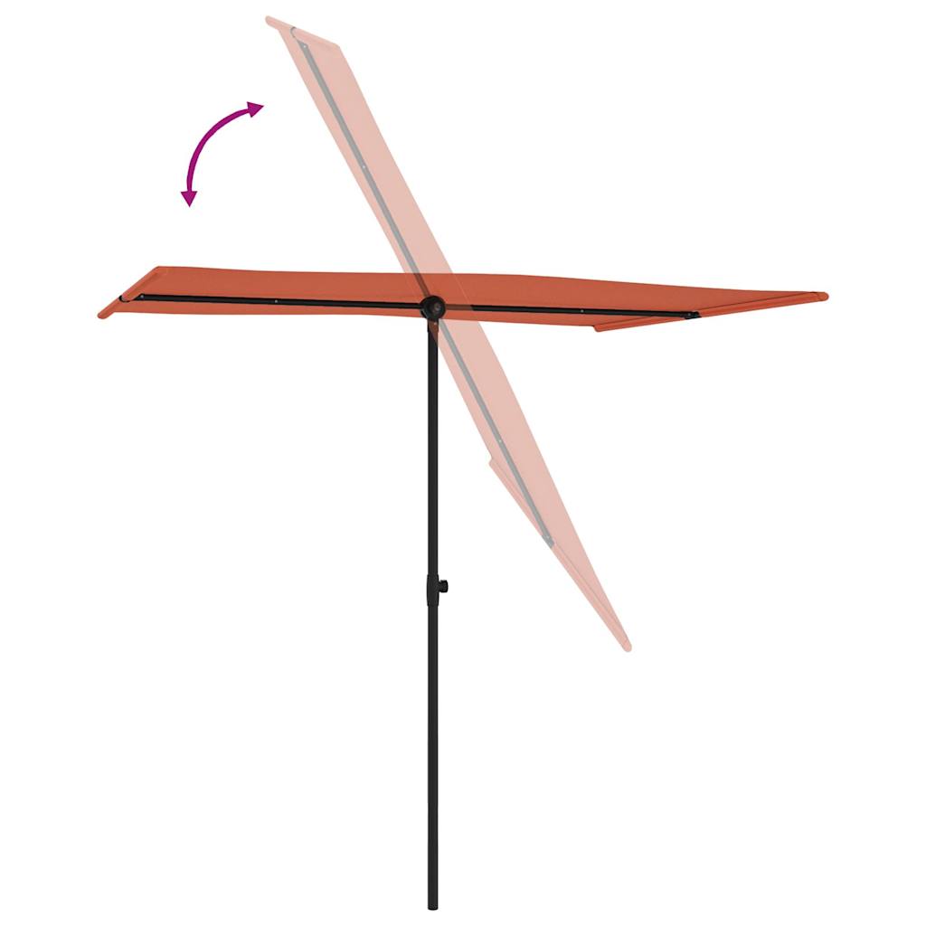 Parasol met aluminium paal 2x1,5 m terracottakleurig is nu te koop bij PeponiXL, paradijselijk wonen!