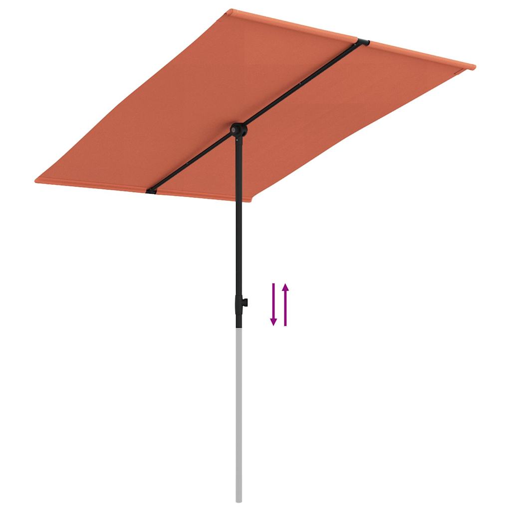 Parasol met aluminium paal 2x1,5 m terracottakleurig is nu te koop bij PeponiXL, paradijselijk wonen!