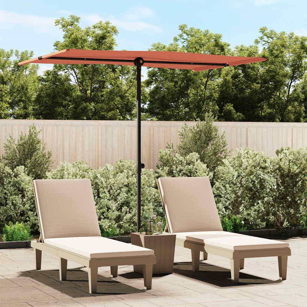 Parasol met aluminium paal 2x1,5 m terracottakleurig is nu te koop bij PeponiXL, paradijselijk wonen!
