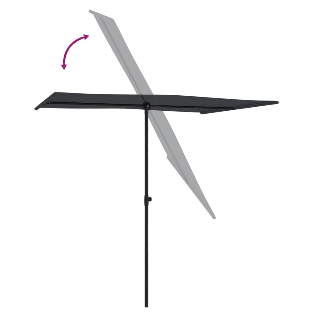 Parasol met aluminium paal 2x1,5 m zwart is nu te koop bij PeponiXL, paradijselijk wonen!