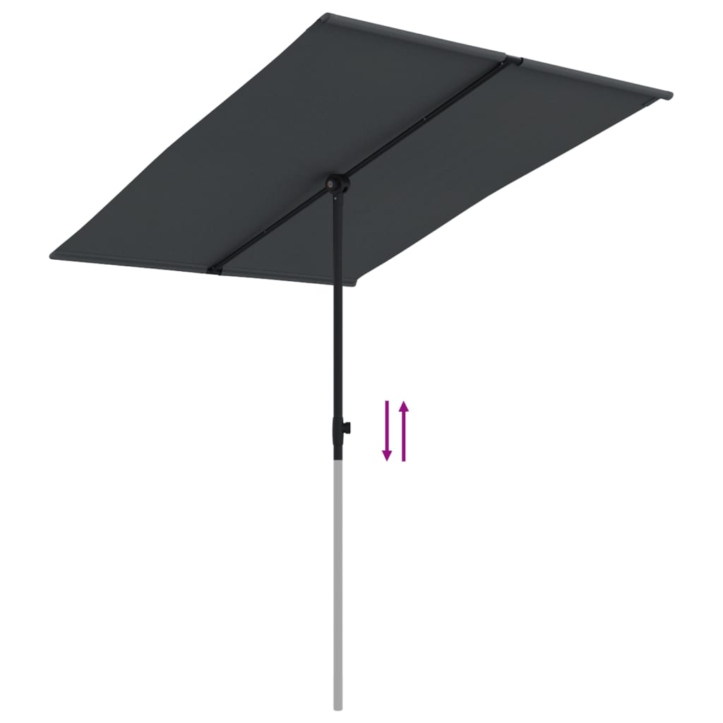 Parasol met aluminium paal 2x1,5 m zwart is nu te koop bij PeponiXL, paradijselijk wonen!