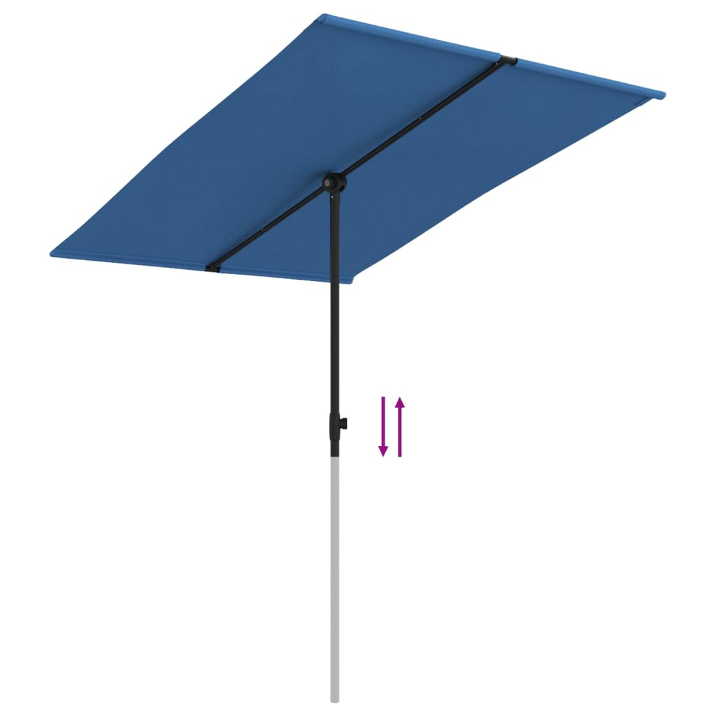 Parasol met aluminium paal 2x1,5 m azuurblauw is nu te koop bij PeponiXL, paradijselijk wonen!