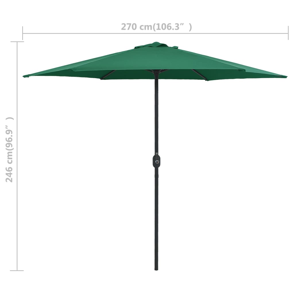 Parasol met aluminium paal 270x246 cm groen is nu te koop bij PeponiXL, paradijselijk wonen!
