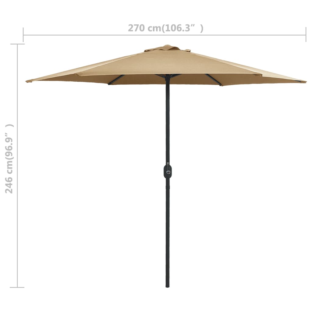 Parasol met aluminium paal 270x246 cm taupe is nu te koop bij PeponiXL, paradijselijk wonen!