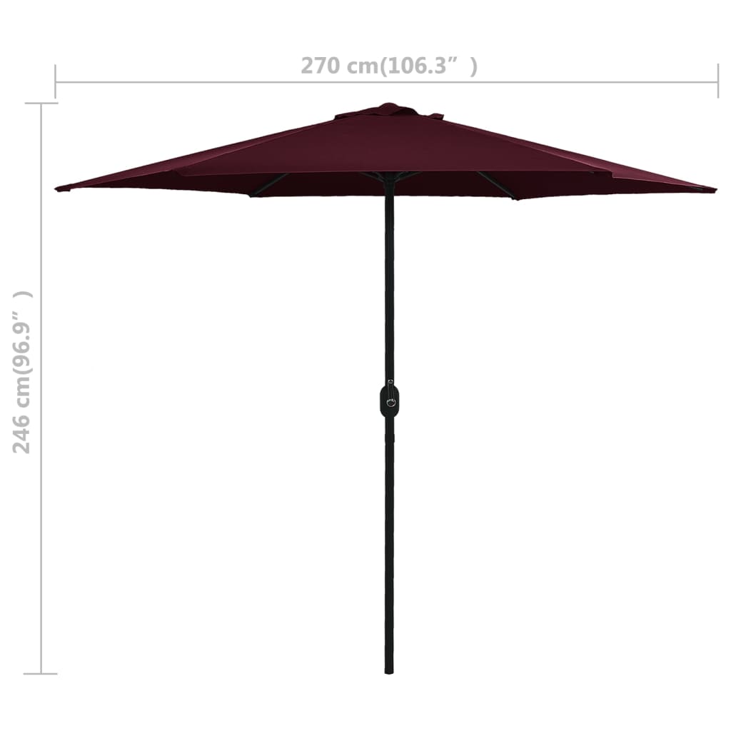 Parasol met aluminium paal 270x246 cm bordeauxrood is nu te koop bij PeponiXL, paradijselijk wonen!