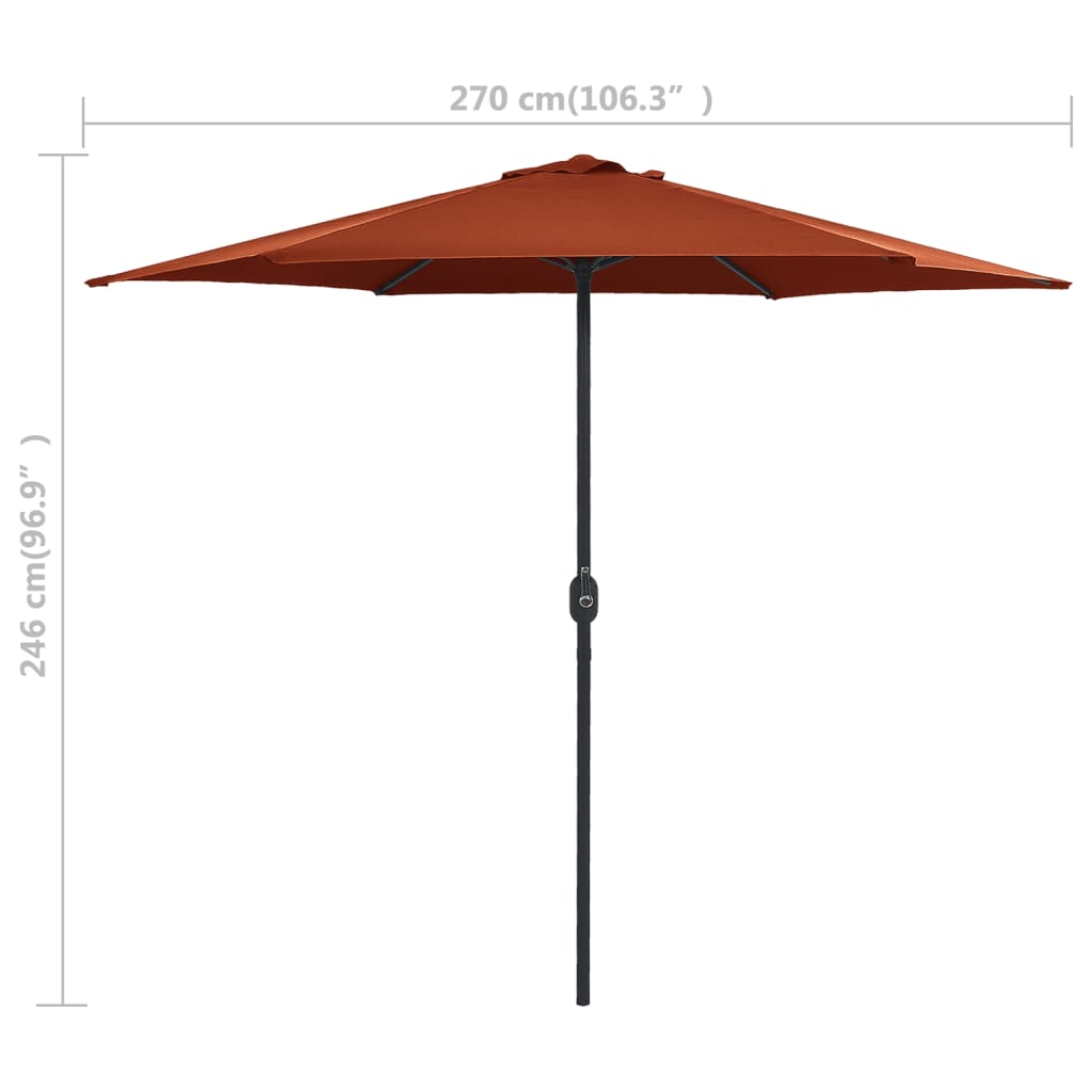 Parasol met aluminium paal 270x246 cm terracottakleurig is nu te koop bij PeponiXL, paradijselijk wonen!