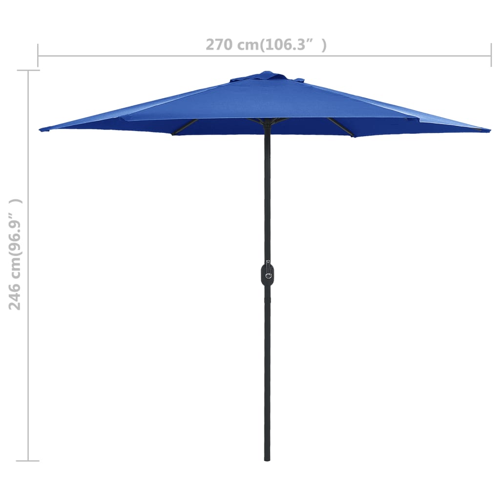 Parasol met aluminium paal 270x246 cm azuurblauw is nu te koop bij PeponiXL, paradijselijk wonen!