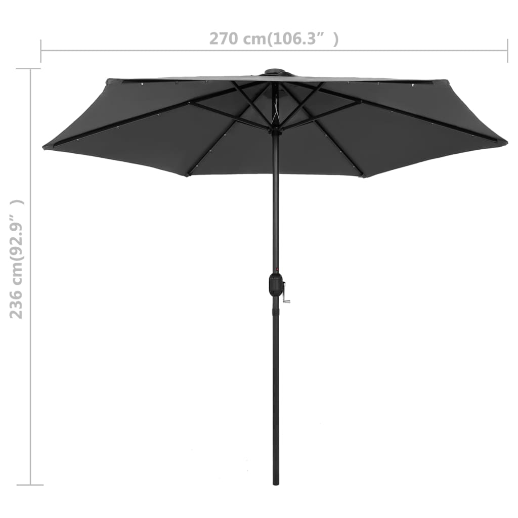 Parasol met LED-verlichting en aluminium paal 270 cm antraciet is nu te koop bij PeponiXL, paradijselijk wonen!