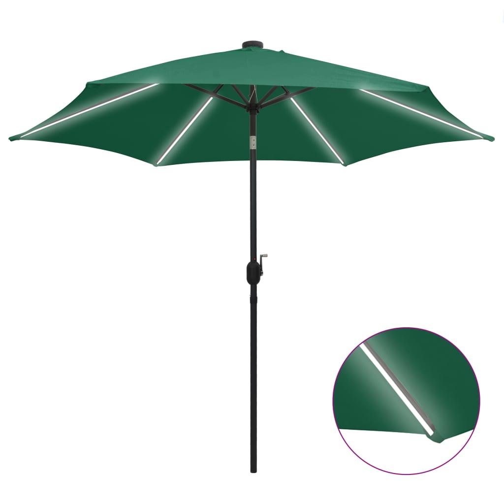 Parasol met LED-verlichting en aluminium paal 300 cm groen is nu te koop bij PeponiXL, paradijselijk wonen!