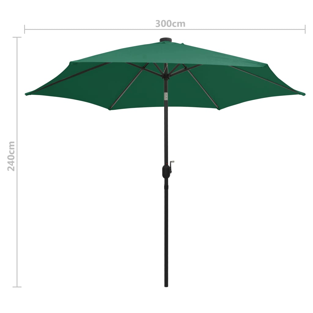 Parasol met LED-verlichting en aluminium paal 300 cm groen is nu te koop bij PeponiXL, paradijselijk wonen!