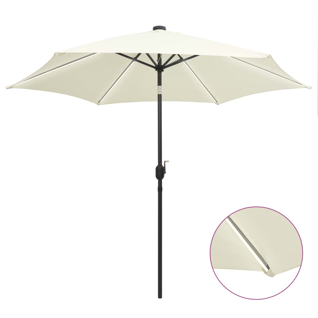 Parasol met LED-verlichting en aluminium paal 300 cm zandwit is nu te koop bij PeponiXL, paradijselijk wonen!