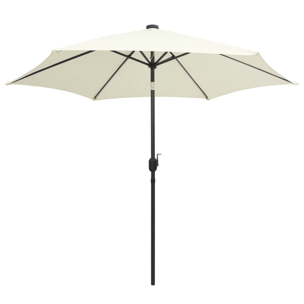 Parasol met LED-verlichting en aluminium paal 300 cm zandwit is nu te koop bij PeponiXL, paradijselijk wonen!