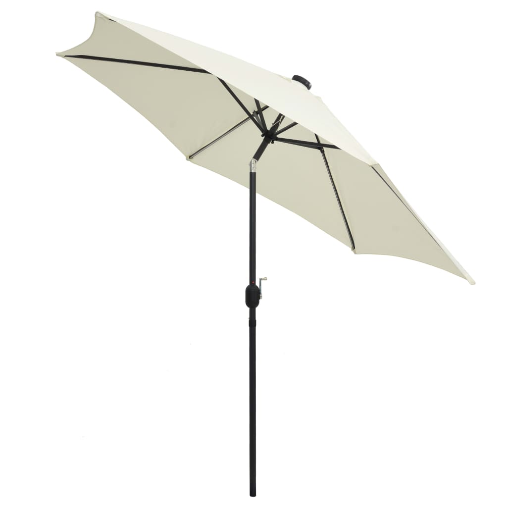 Parasol met LED-verlichting en aluminium paal 300 cm zandwit is nu te koop bij PeponiXL, paradijselijk wonen!