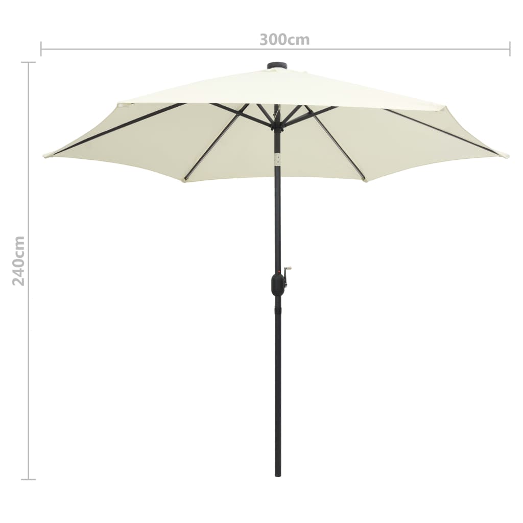 Parasol met LED-verlichting en aluminium paal 300 cm zandwit is nu te koop bij PeponiXL, paradijselijk wonen!