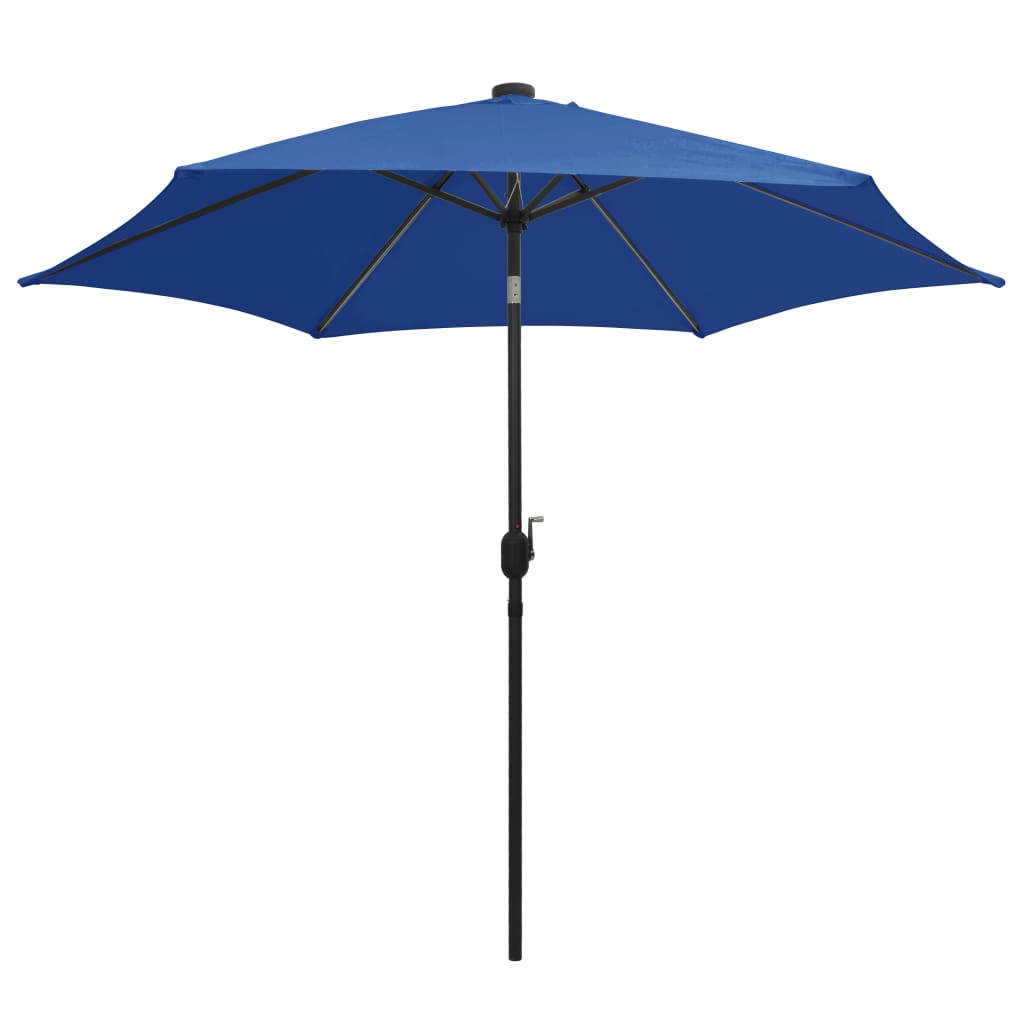 Parasol met LED-verlichting en aluminium paal 300 cm azuurblauw is nu te koop bij PeponiXL, paradijselijk wonen!