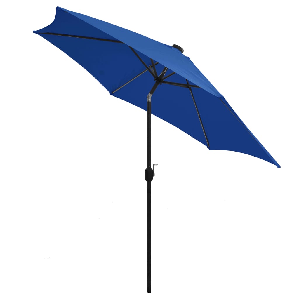 Parasol met LED-verlichting en aluminium paal 300 cm azuurblauw is nu te koop bij PeponiXL, paradijselijk wonen!