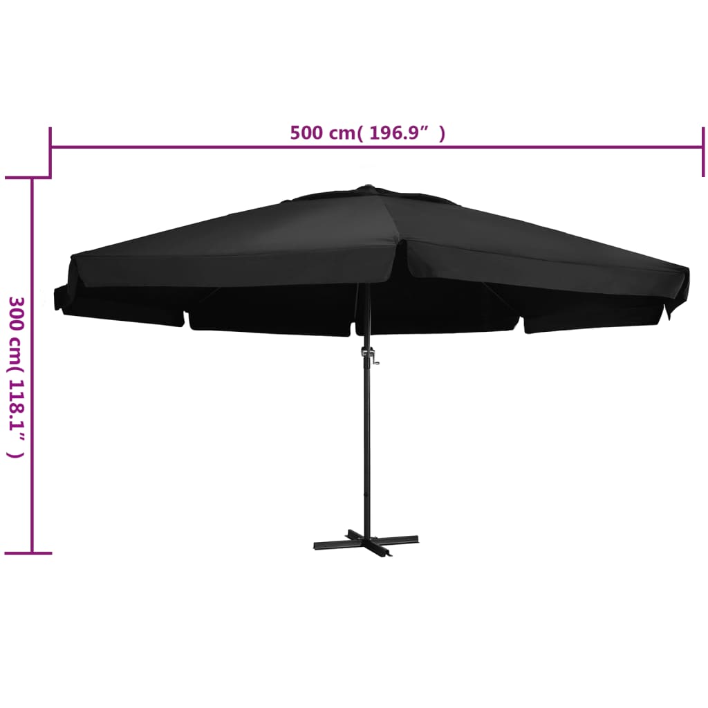 Parasol met aluminium paal 500 cm zwart is nu te koop bij PeponiXL, paradijselijk wonen!