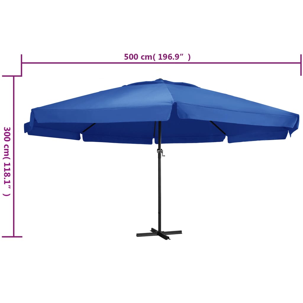 Parasol met aluminium paal 500 cm azuurblauw is nu te koop bij PeponiXL, paradijselijk wonen!