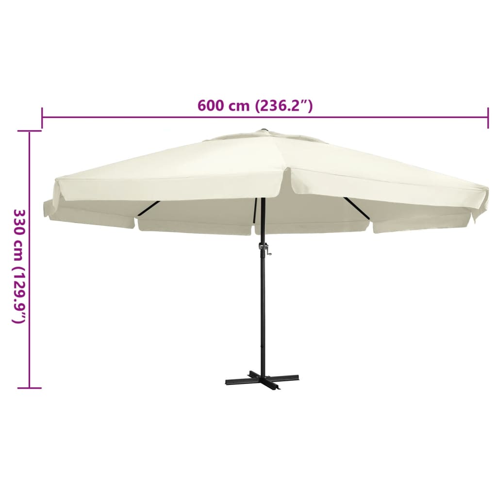 Parasol met aluminium paal 600 cm zandwit is nu te koop bij PeponiXL, paradijselijk wonen!