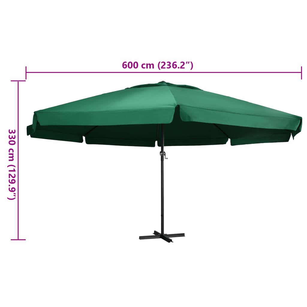 Parasol met aluminium paal 600 cm groen is nu te koop bij PeponiXL, paradijselijk wonen!