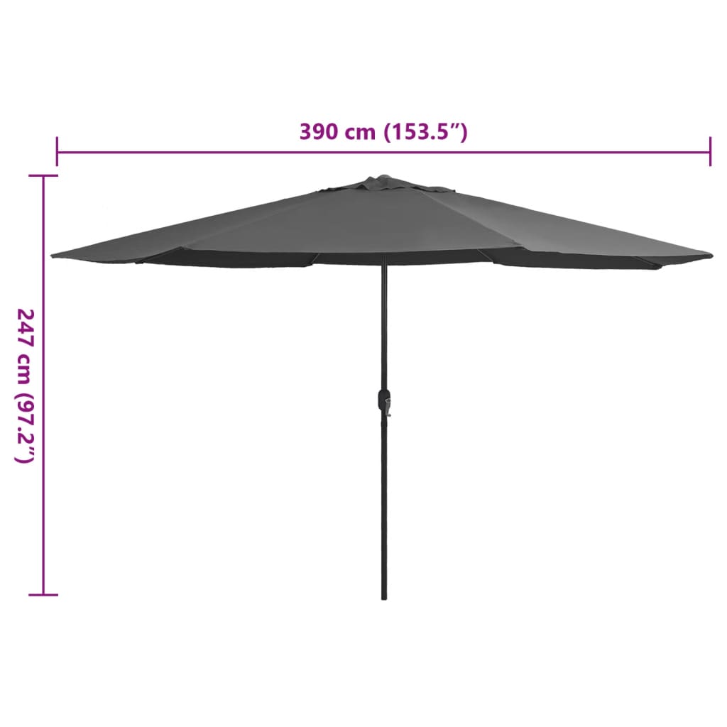 Parasol met metalen paal 390 cm antracietkleurig is nu te koop bij PeponiXL, paradijselijk wonen!