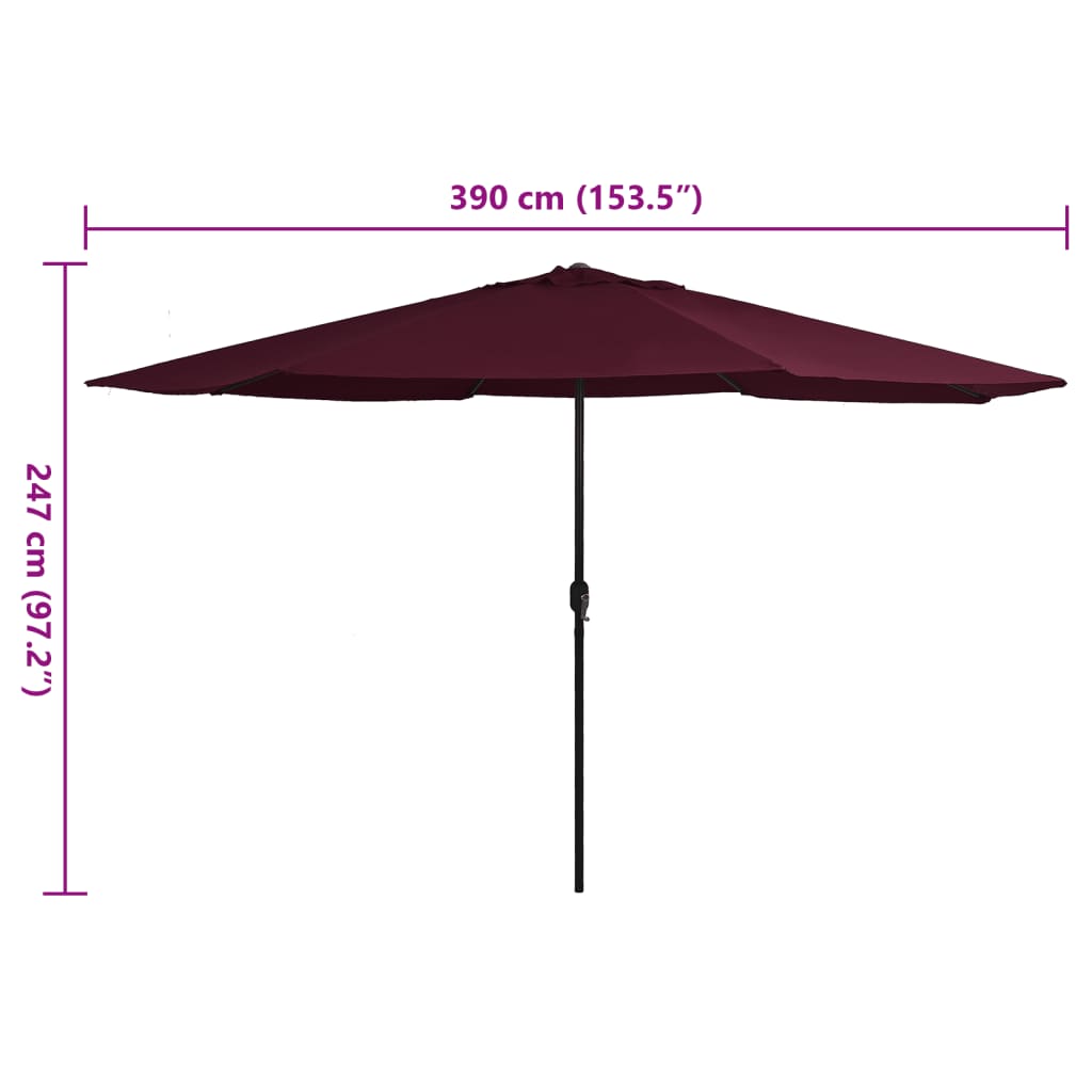 Parasol met metalen paal 390 cm bordeauxrood is nu te koop bij PeponiXL, paradijselijk wonen!