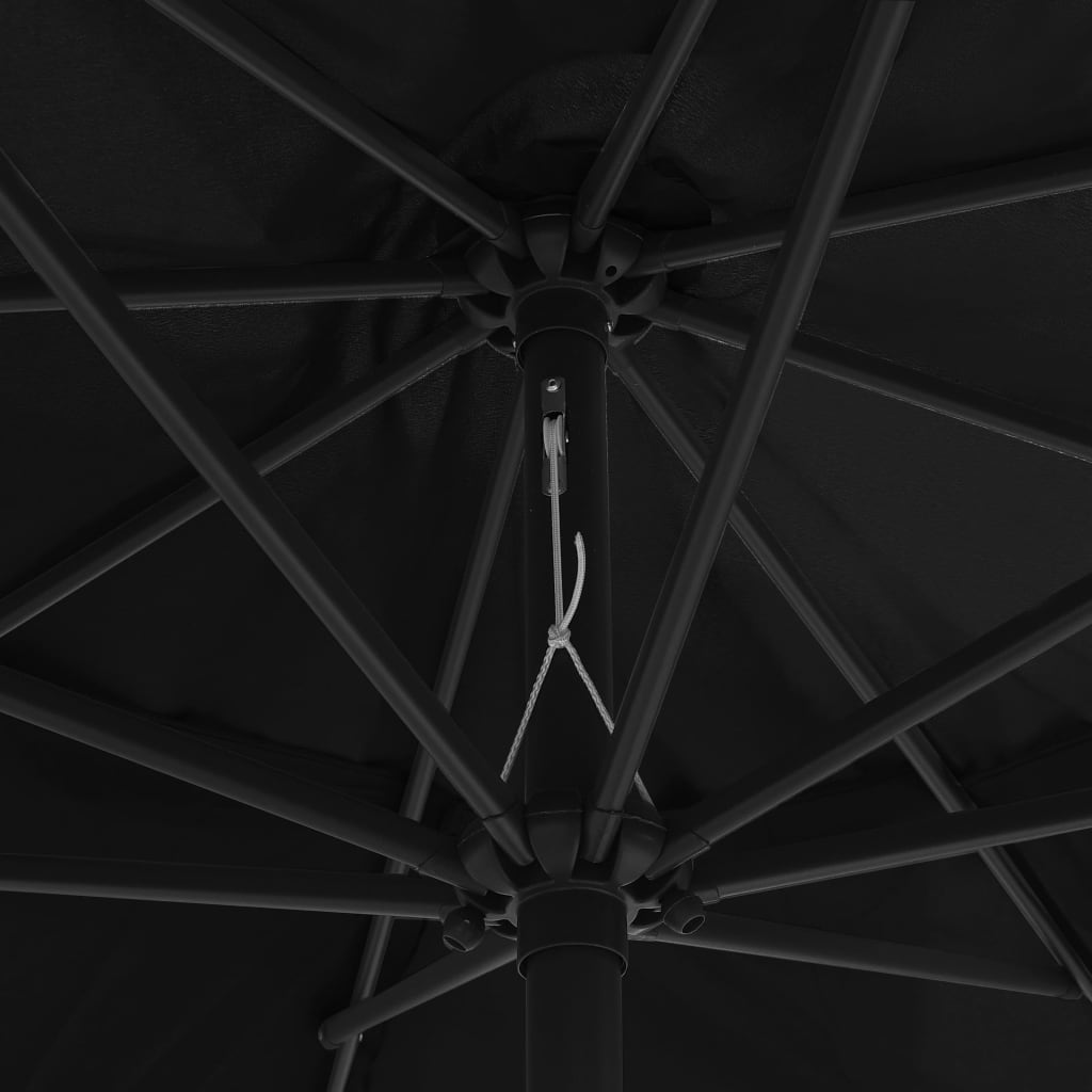 Parasol met metalen paal 390 cm zwart is nu te koop bij PeponiXL, paradijselijk wonen!