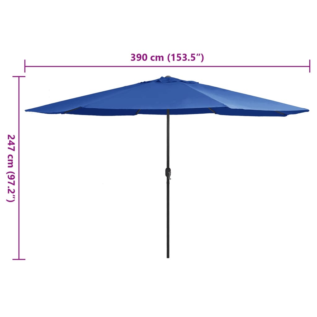 Parasol met metalen paal 390 cm azuurblauw is nu te koop bij PeponiXL, paradijselijk wonen!