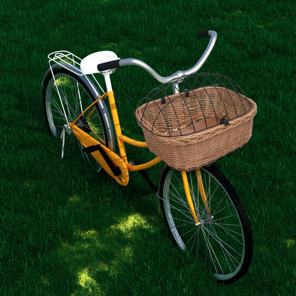 Fietsstuurmand met deksel 50x45x35 cm natuurlijk wilgen is nu te koop bij PeponiXL, paradijselijk wonen!