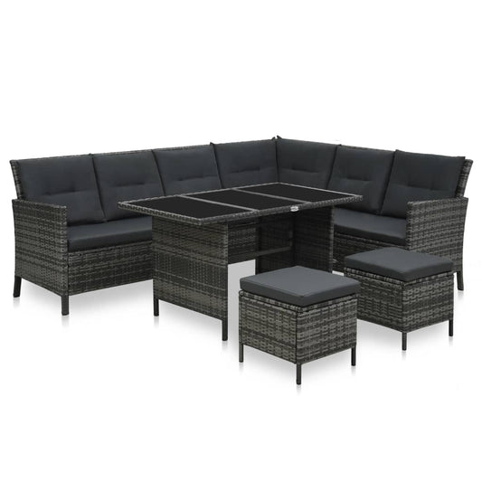 4-delige Loungeset met kussens poly rattan grijs is nu te koop bij PeponiXL, paradijselijk wonen!