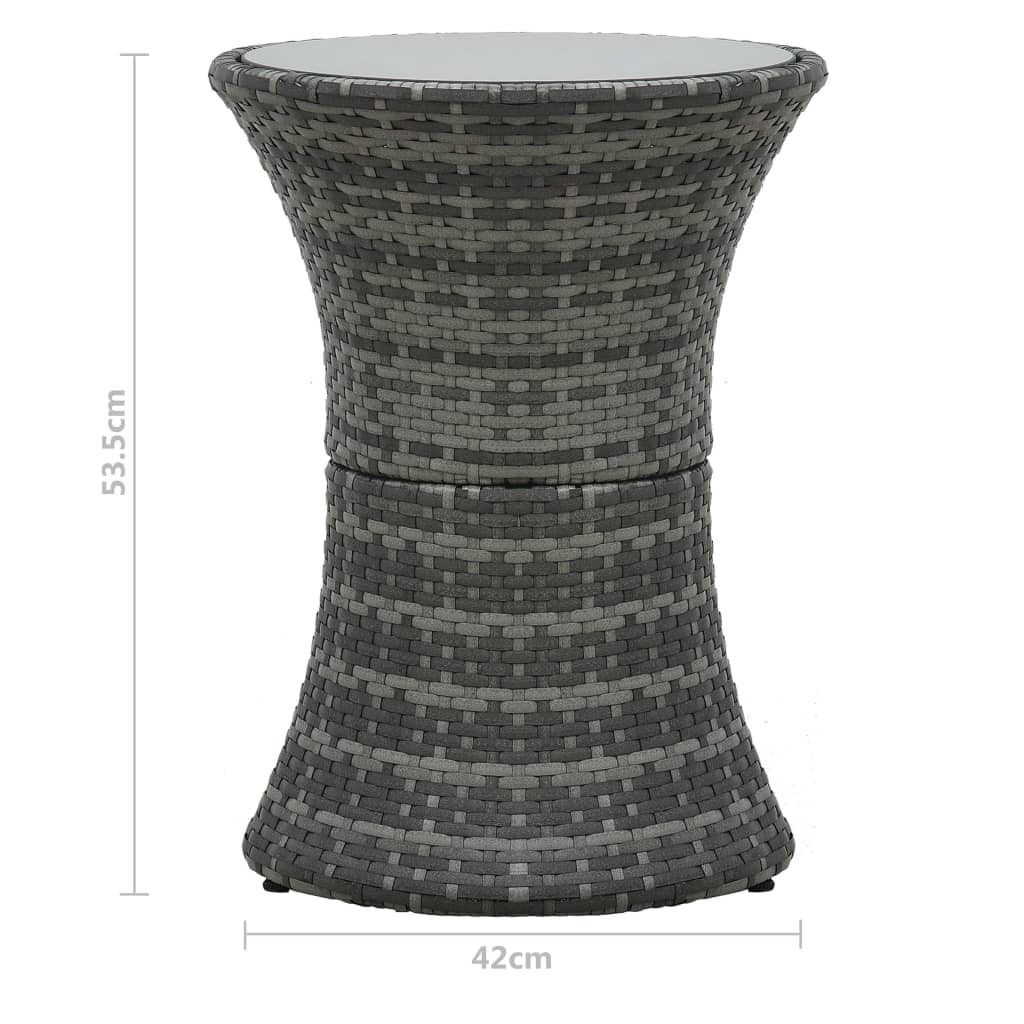 3-delige Bistroset met kussens poly rattan grijs is nu te koop bij PeponiXL, paradijselijk wonen!
