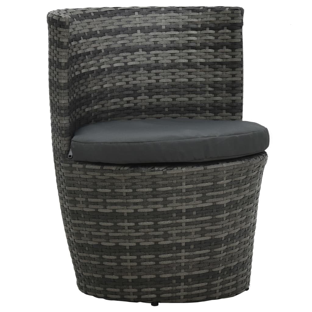 3-delige Bistroset met kussens poly rattan grijs is nu te koop bij PeponiXL, paradijselijk wonen!