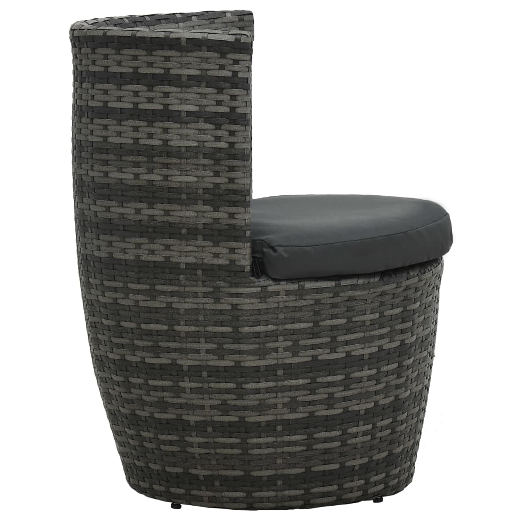 3-delige Bistroset met kussens poly rattan grijs is nu te koop bij PeponiXL, paradijselijk wonen!
