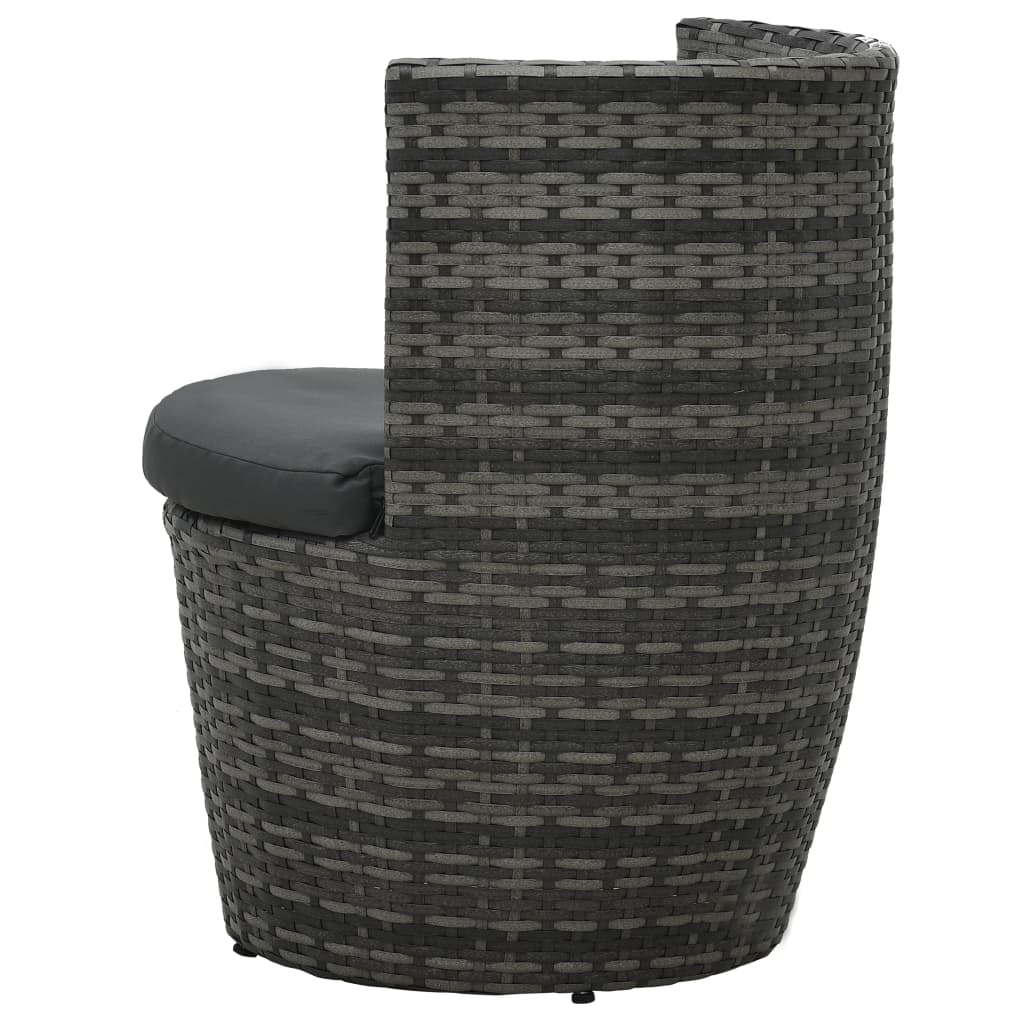 3-delige Bistroset met kussens poly rattan grijs is nu te koop bij PeponiXL, paradijselijk wonen!