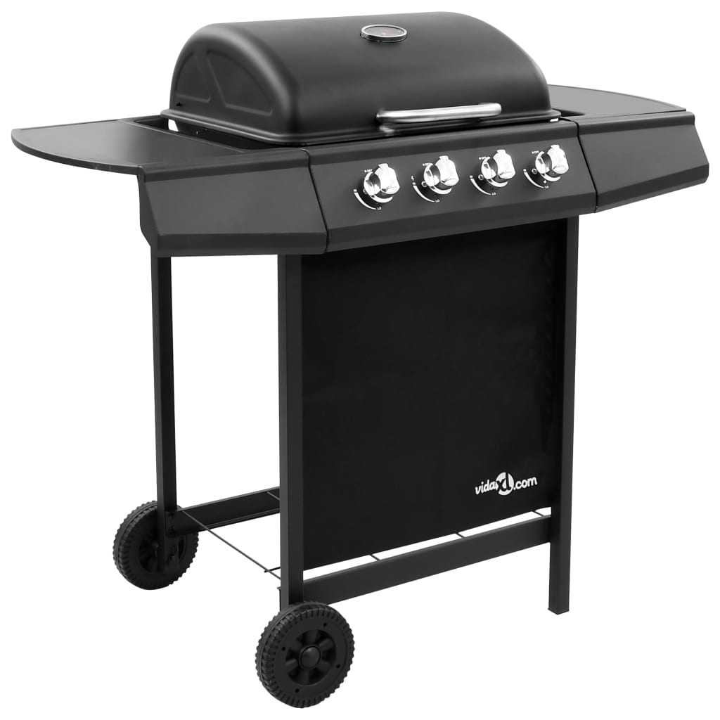Gasbarbecue-grill met 4 branders zwart is nu te koop bij PeponiXL, paradijselijk wonen!