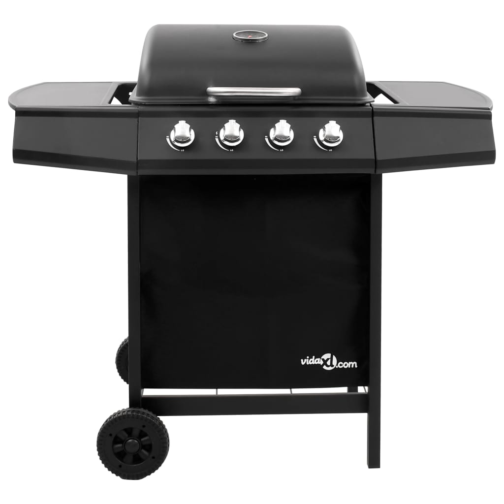 Gasbarbecue-grill met 4 branders zwart is nu te koop bij PeponiXL, paradijselijk wonen!