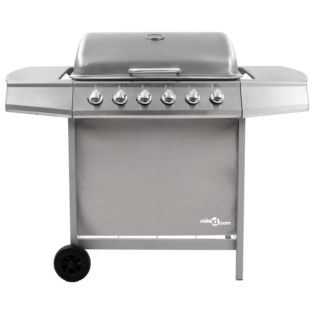 Gasbarbecue met 6 branders zilverkleurig is nu te koop bij PeponiXL, paradijselijk wonen!