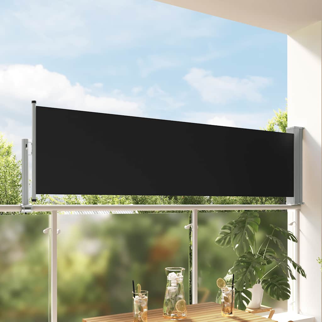 Tuinscherm uittrekbaar 80x300 cm zwart is nu te koop bij PeponiXL, paradijselijk wonen!