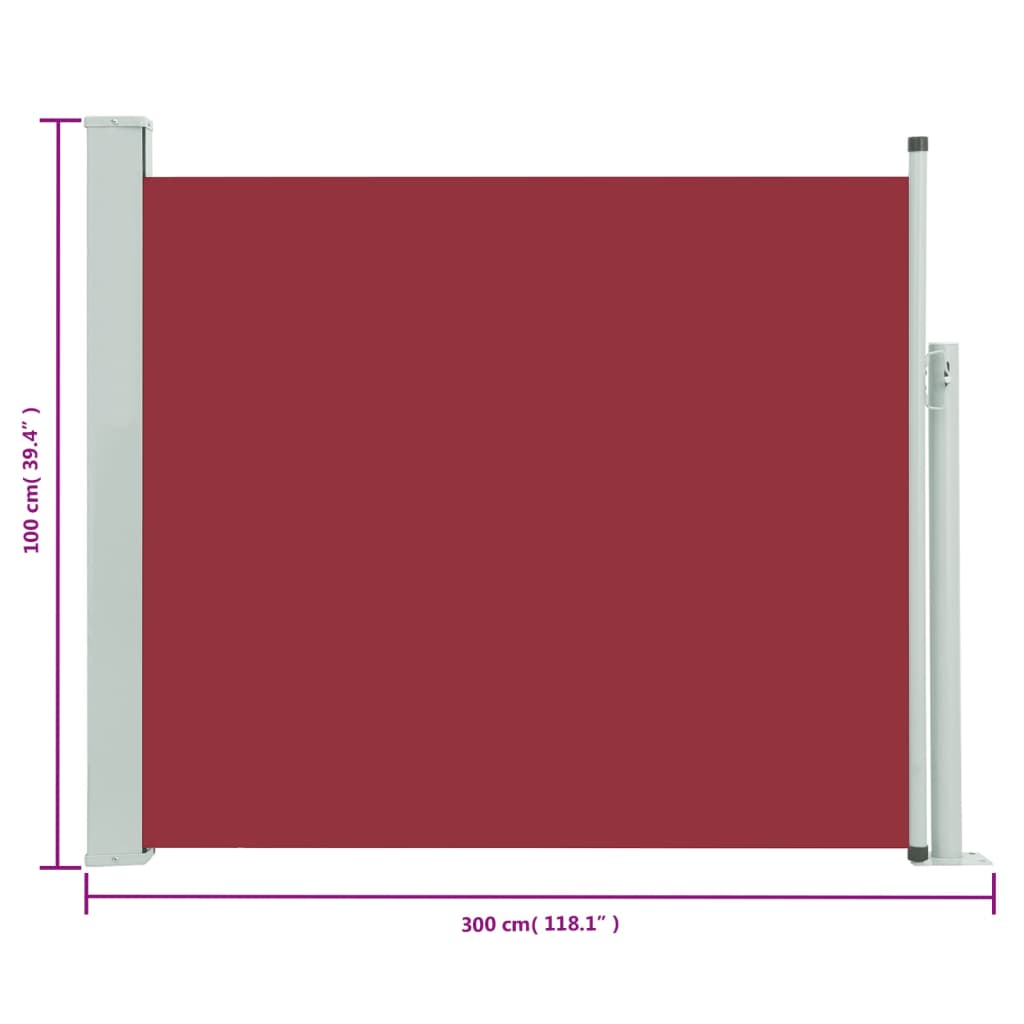 Tuinscherm uittrekbaar 100x300 cm rood is nu te koop bij PeponiXL, paradijselijk wonen!